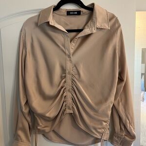 DO+BE Women's Beige Ruched Blouse
